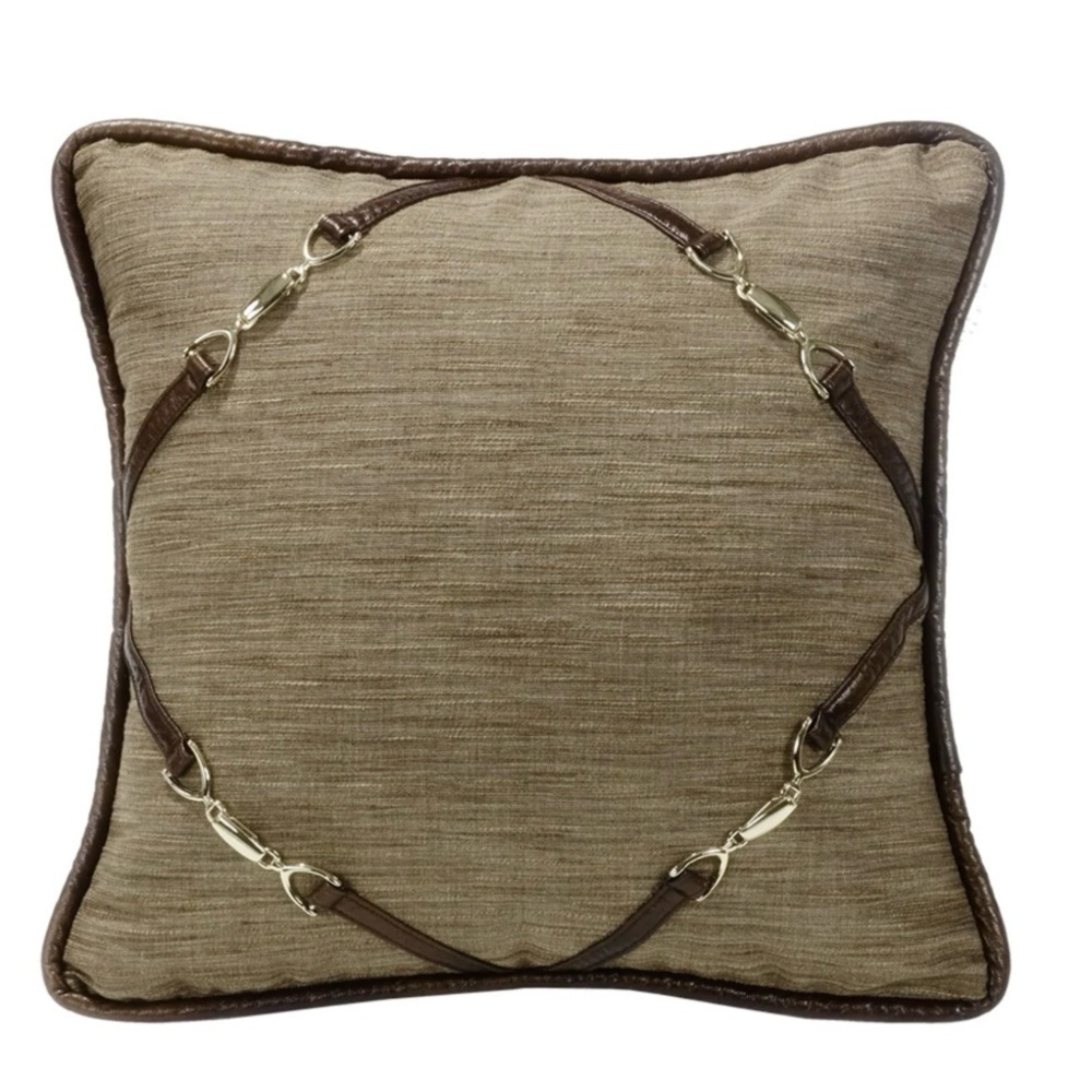 HiEnd Accents Highland Lodge Buckle Cornered Feather Accent Throw Pillow Rustic